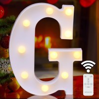 Elnsivo Led Letter Lights Sign Marquee Light Up Letters With Remote, Alphabet Lighted Letters Sign Battery Powered For Night Light Wedding Birthday Party Girls Home Christmas Wall Decorations- G