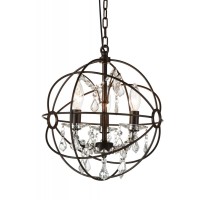 3 Light Up Mini Chandelier With Brown Finish