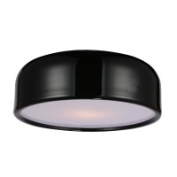 3 Light Drum Shade Flush Mount With Black Finish