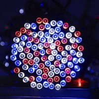 Uctek 4Th Of July Lights Outdoor, 200 Led 72Ft Solar Powered Christmas String Lights, 8 Modes Patriotic Lights Red White And Blue Lights Waterproof For Independence Day, Christmas Outdoor D�Cor