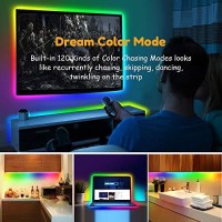 Led Strip Lights, Dream Color Led Light Strip App Controlled, 12V Smd 5050 Flexible Rgb Waterproof Led Strip, Color Changing Tape Lights Kit With Adhesive For Home Kitchen