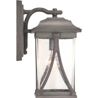 Progress Lighting Abbott Collection 1-Light Clear Seeded Glass Craftsman Outdoor Medium Wall Lantern Light Antique Pewter, 16.25X8.25X8.25, Gray