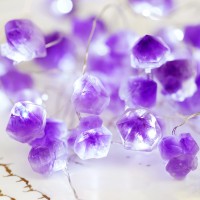 Bohon Decorative Lights Amethyst Led String Lights Battery Operated With Remote 10 Ft 40 Leds Natural Crystal String Lights For Bedroom Party Indoor Birthday Wedding Decor Valentine\'S Day Gift