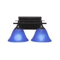 Uptowne 2 Light Bath Bar Shown In Dark Granite Finish With 7 Blue Italian Glass