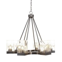 Nouvelle 6 Light Chandelier Shown In Graphite Finish With 4 Clear Bubble Glass