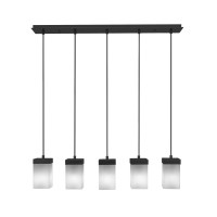 Nouvelle 5 Light Cord Linear Pendalier Shown In Espresso Finish With 4 White Muslin Glass