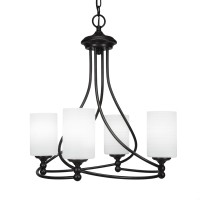 Capri 4 Light Chandelier Shown In Dark Granite Finish With 4 White Matrix Glass