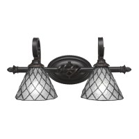 Elegante 2 Light Bath Bar Shown In Dark Granite Finish With 7 Diamond Ice Art Glass