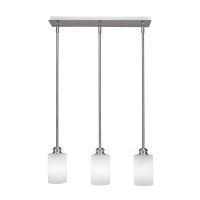 Edge 3 Light Linear Pendalier Shown In Brushed Nickel Finish With 4 White Muslin Glass