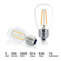 Brightech Ambience Pro Replacement Led Light Bulbs, 2 Watt Vintage Led Edison Bulbs, 2500K Warm White Dimmable Outdoor String Lights Bulbs, E26 Base - 15 Pack