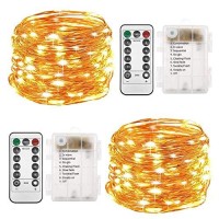 Twinkle Star 2 Pack 33 Ft 100 Led Fairy Lights Battery Operated With Remote And Timer Waterproof Christmas Twinkle String Light