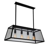 4 Light Down Chandelier With Black Finish