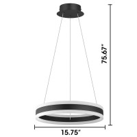 Eglo 2X17Wled Single Pendant W Black Finish & White Acrylic, 75.67X15.75X15.75, 203456A