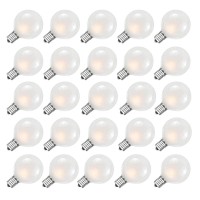 25 Pack G40 Frosted White Light Bulbs Replacement, 1.5 Inch Globe G40 Outdoor Patio String Light Bulbs, 5W Light Bulbs With C7/E12 Candelabra Base For Outdoor Garden Patio Party Decor, Frosted White