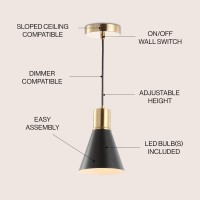 Jonathan Y Jyl6131A Apollo 6 Metal Led Pendant Contemporary Dimmable Adjustable Dining Room Living Room Kitchen Foyer Bedroom H