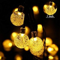 Toodour Solar String Lights Outdoor 50 Led 29.5Ft Solar Patio Lights With 8 Modes, Waterproof Crystal Ball String Lights For Patio, Lawn, Gazebo, Party, Wedding, Garden Decorations (Warm White)