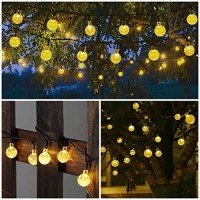 Toodour Solar String Lights Outdoor 50 Led 29.5Ft Solar Patio Lights With 8 Modes, Waterproof Crystal Ball String Lights For Patio, Lawn, Gazebo, Party, Wedding, Garden Decorations (Warm White)