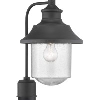 Progress Lighting Weldon Collection 1-Light Clear Seeded Glass Farmhouse Outdoor Post Lantern Light Textured Black, 15.63X10.00X10.00