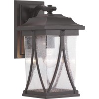 Progress Lighting Abbott Collection 1-Light Clear Seeded Glass Craftsman Outdoor Medium Wall Lantern Light Antique Bronze