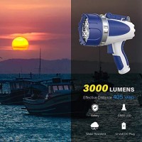 Goodsmann Rechargeable Spotlight Flashlight Led Handheld Spot Lights Outdoor Portable Ip67 Waterproof Searchlights Marine Spot Lights 3000 Lumen For Hiking, Boating, Hunting