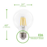 Led 4.5W G25 Clear Globe Filament Light Bulb, 40W Equivalent, 470 Lumens, 2700K Soft White, E26 Medium Base, Dimmable, 120V, Energy Star, (4 Pack)