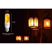 Hoogalife Led Flame Effect Light Bulbs - E26 Led Bulb With Gravity Sensor Flame Night Bulb For Holiday Gifts Home Hotel Bar Party Decoration (2 Pack)