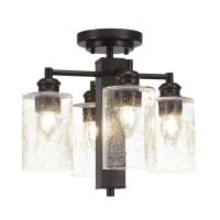 Edge 4 Light Semi-Flush Shown In Espresso Finish With 4 Clear Bubble Glass