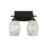 Uptowne 2 Light Bath Bar Shown In Dark Granite Finish With 5 Natural Fusion Glass