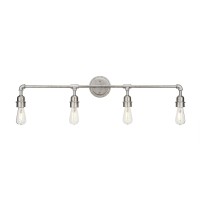 Vintage 4 Light Bath Bar Shown In Aged Silver Finish With Clear Antique Led Bulb