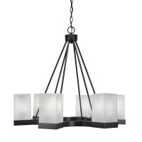 Nouvelle 6 Light Chandelier Shown In Espresso Finish With 4 White Muslin Glass