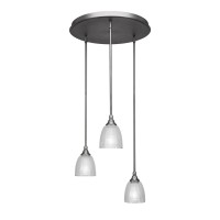 Empire 3 Light Cluster Pendalier Shown In Brushed Nickel Finish With 8 Clear Glass