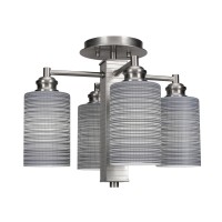 Edge 4 Light Semi-Flush Shown In Brushed Nickel Finish With 4 Gray Matrix Glass