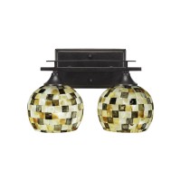 Uptowne 2 Light Bath Bar Shown In Dark Granite Finish With 6 Sea Mist Seashell Glass