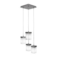 Nouvelle 4 Light Cord Cluster Pendalier Shown In Graphite Finish With 4 White Muslin Glass