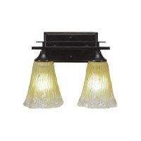 Uptowne 2 Light Bath Bar Shown In Dark Granite Finish With 5.5 Amber Crystal Glass