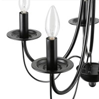 Laluz Farmhouse Black Chandelier Small 5-Light Fixture With 2-Layer For Dining & Living Room, Bedroom, Kitchen And Foyer