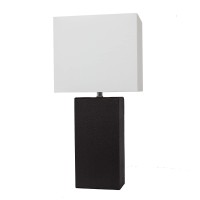 Elegant Designs Aet5201-Bla Contemporary Leather Base Table Lamp, Jet Black