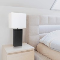 Elegant Designs Aet5201-Bla Contemporary Leather Base Table Lamp, Jet Black