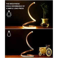 Nu?R Spiral Led Table Lamp, Modern 3 Colors Dimmable Desk Lamp With Minimalist Lighting Design & Touch Controller, Creative Stylish Smart Lamp For Bedroom, Office, Home (Gold)