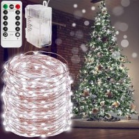 Twinkle Star 300 Led 99 Ft Copper Wire String Lights Battery Operated 8 Modes With Remote, Fairy String Lights For Indoor Outdoor Home Wedding Party Decoration, White