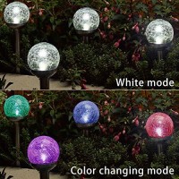 Solpex Solar Garden Lights Outdoor, 3 Pack Multi -Color Changing&White 2 Modes Solar Powered Glass Ball Garden Lights, Solar Outdoor Lights Waterproof Powered For Patio Decoration