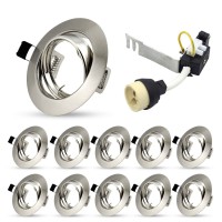 10 Packs - Modern Led Gu10 Downlights Recessed Ceiling Lights Round Brushed Chrome Minimalist Spotlight 240V