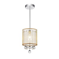 1 Light Drum Shade Mini Pendant With Chrome Finish