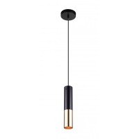 1 Light Down Mini Pendant With Matte Black & Satin Gold Finish