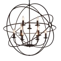 9 Light Up Chandelier With Brown Finish