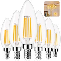 Golspark Led Candelabra Light Bulb Filament Vintage Edison Chandelier Dimmable Bulbs,40 Watt Equivalent,Warm White 2700K,400 Lumen,E12 Base,6 Pack