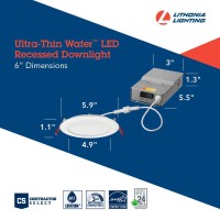 Lithonia Lighting Wf6 30K40K50K 90Cri Mw M6 Led Color Temperature Selectable Ultra Thin Recessed Downlight 3000K 4000K 5000