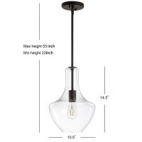 Jonathan Y Jyl6400B Watts 105 Glassmetal Led Pendant Farmhouse Contemporary Dimmable Dining Room Living Room Kitchen Foyer Be