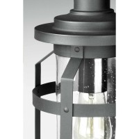 Progress Lighting Haslett Collection 1-Light Clear Seeded Glass Farmhouse Outdoor Medium Wall Lantern Light Textured Black