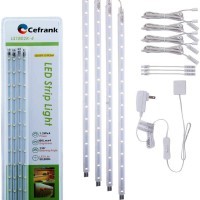 Cefrank Led Display Light Bar Kit - (4) 16Inches Plug-In Linkable Strip Lights For Large Display Cabinet - Series + Parallel Connection - White 6000K